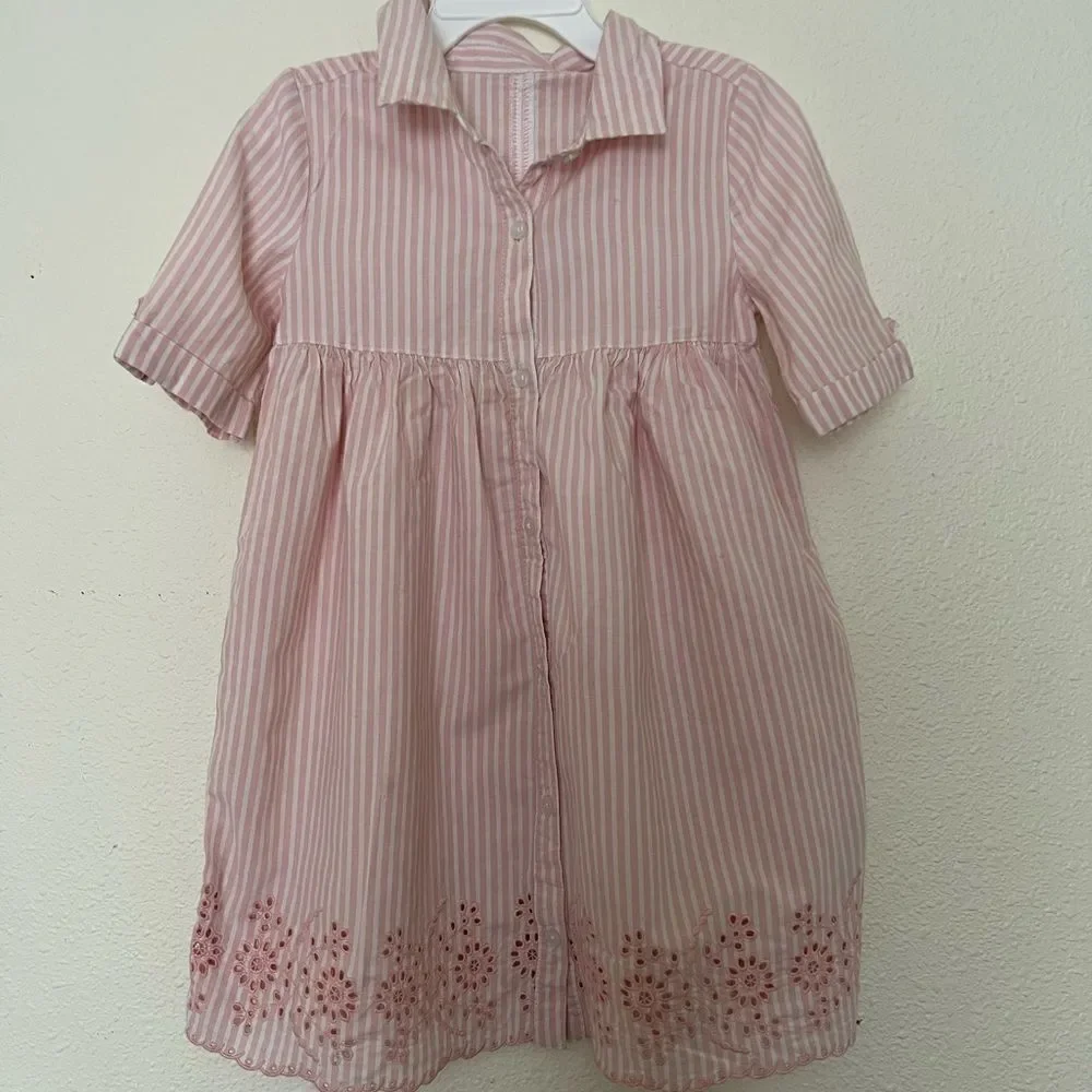 OLD NAVY pink embroidered button front shirt dress size 4